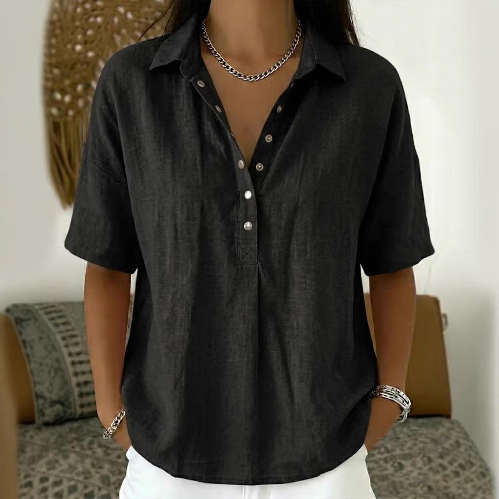 Tessa | Bluse mit Kragen und Knopfdetail