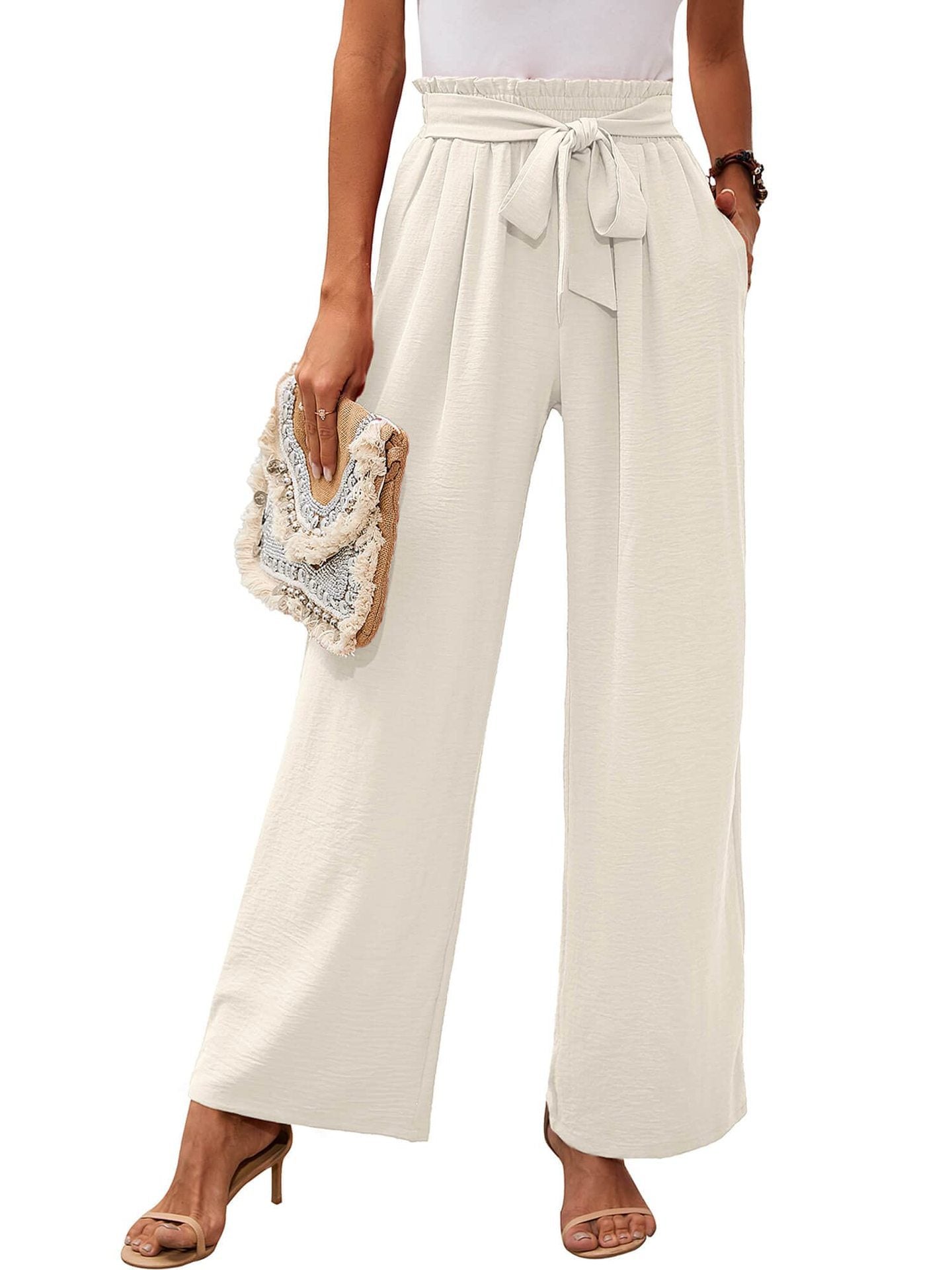 Hohe Taille Weite Hose Damen Soft Bow Taille