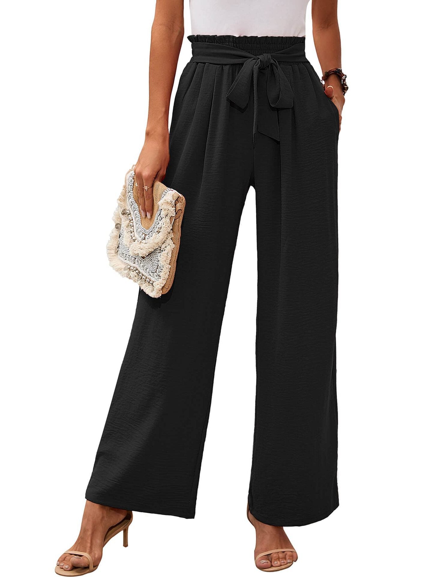 Hohe Taille Weite Hose Damen Soft Bow Taille