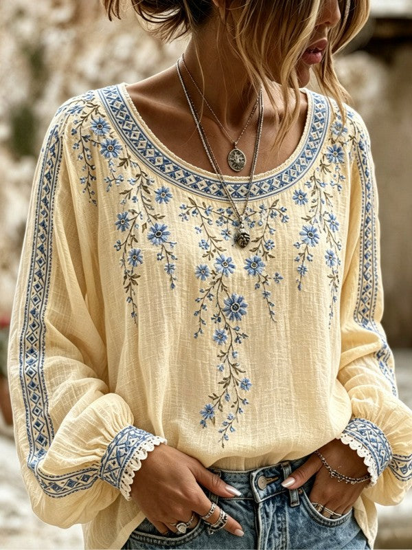 Wilma™ | Bluse mit Blumenmuster und Stickerei