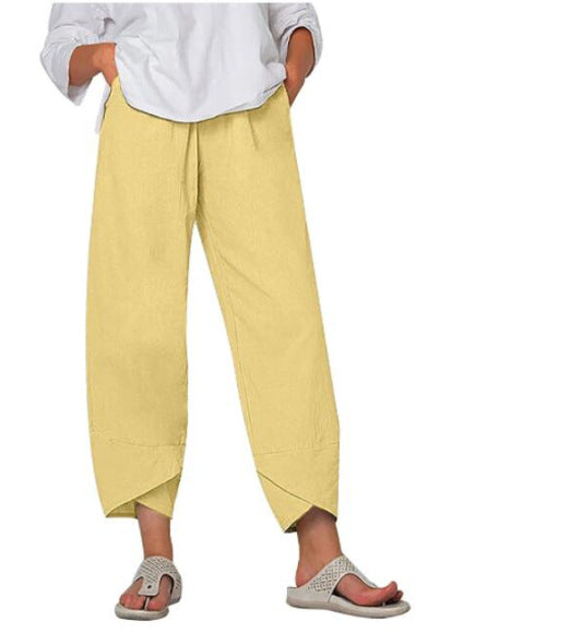 Syndra – Luftige Baumwoll-Leinen Hose mit weitem Bein