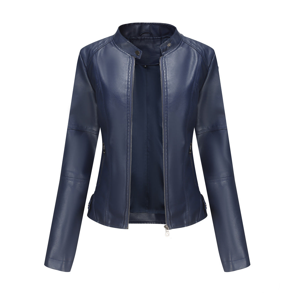 Miranda | Figurbetonte Bikerjacke mit Stehkragen und Reißverschluss
