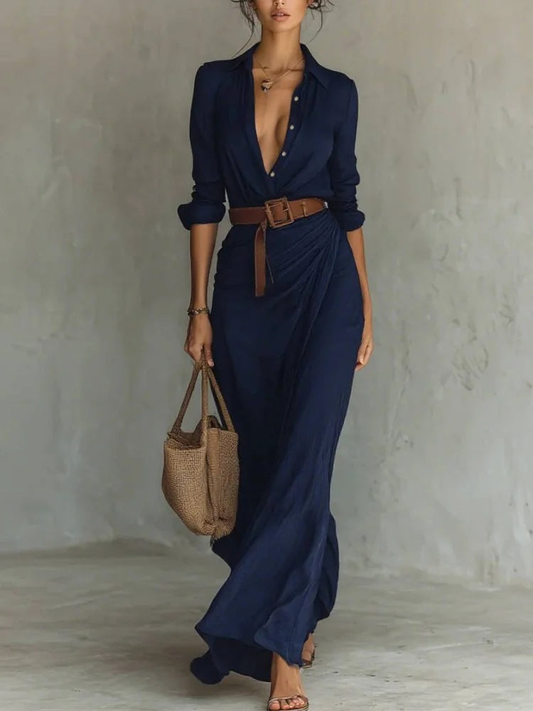 Una | Maxikleid mit Revers in Wickeloptik