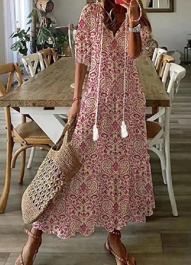 Noor™ | Boho Vintage Sommer Maxi Kleid