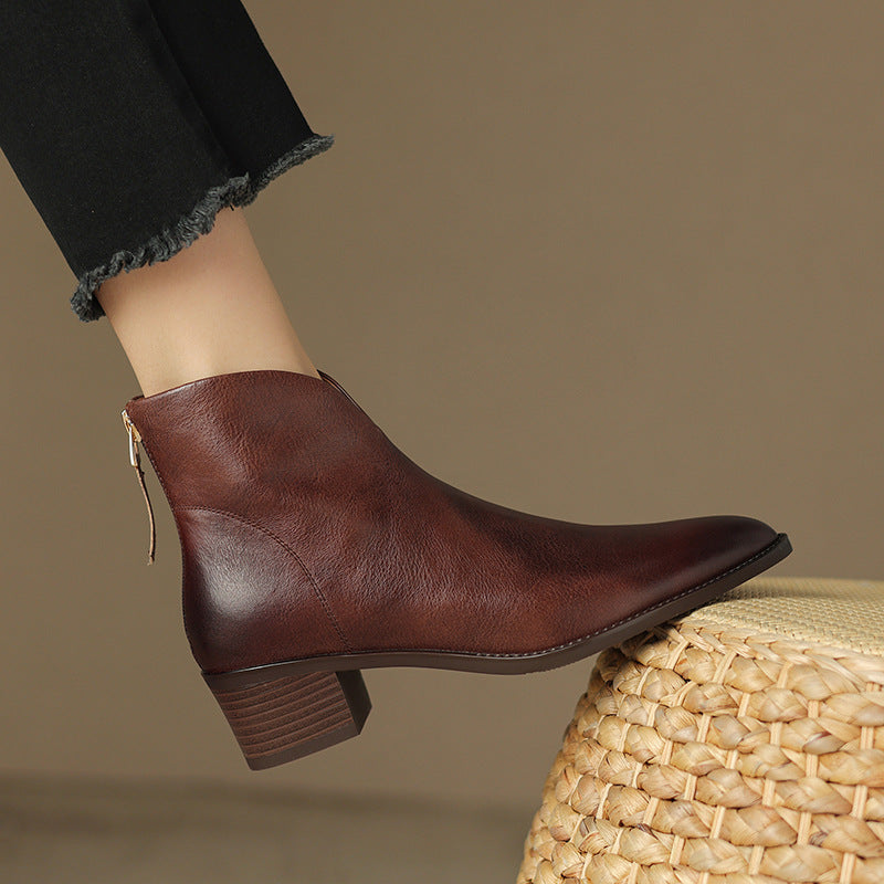 Livia | Elegante Lederstiefeletten mit Blockabsatz