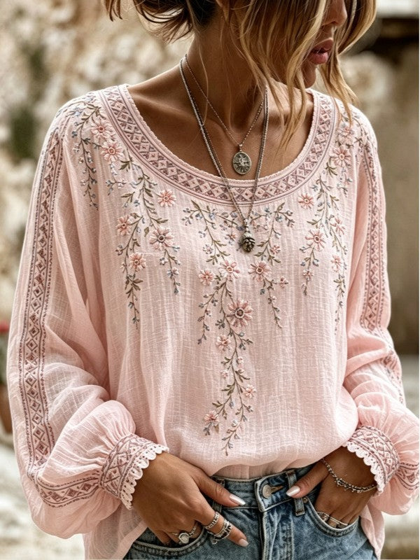 Wilma™ | Bluse mit Blumenmuster und Stickerei