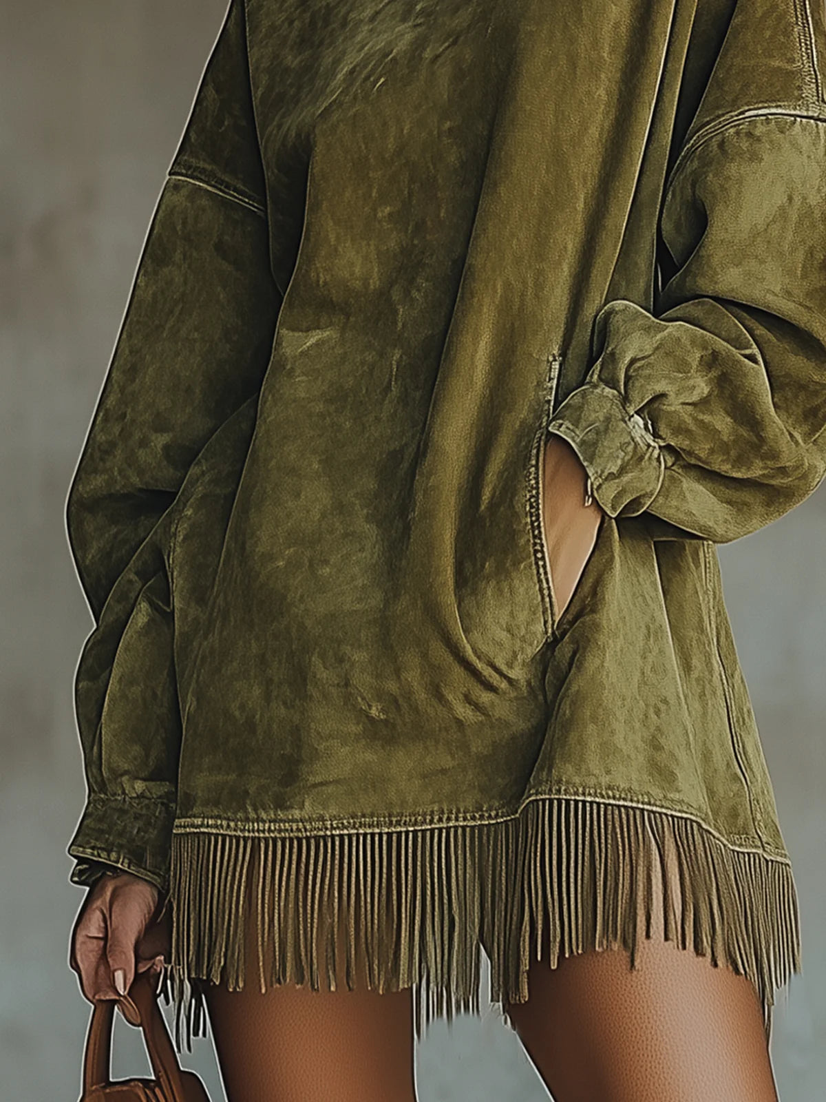 Muriel | Langärmeliges Minikleid mit Fransen
