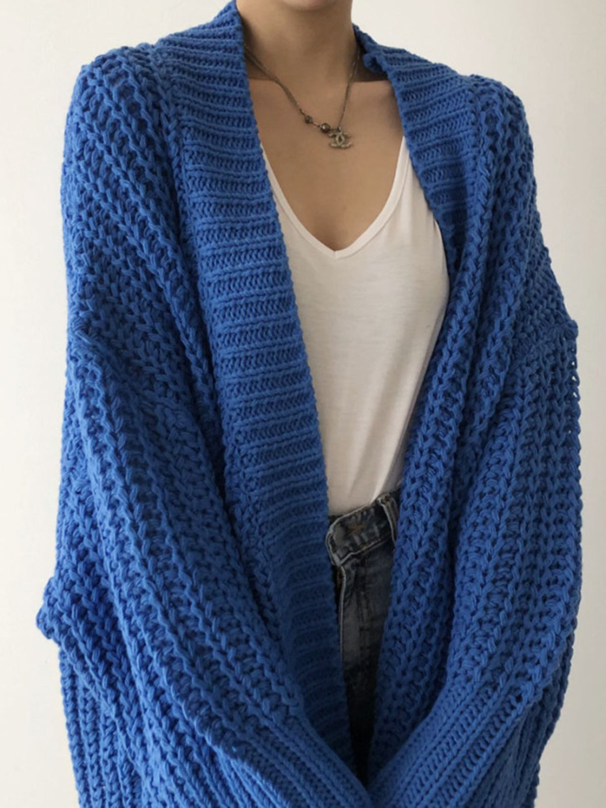 Oversize-Strickcardigan mit Schlitz