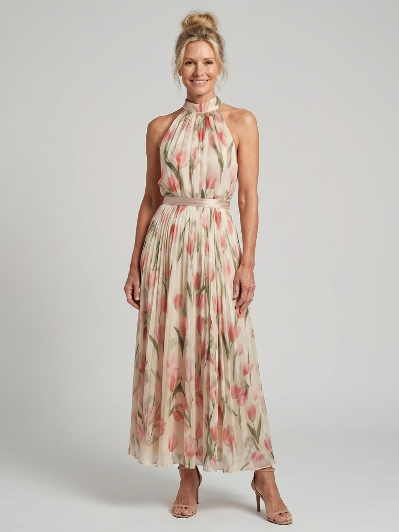 Aurelle | Midikleid mit floralem Ausschnitt