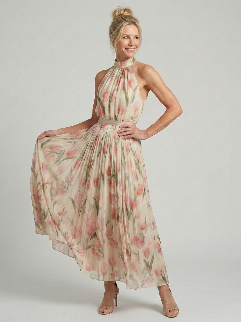 Aurelle | Midikleid mit floralem Ausschnitt