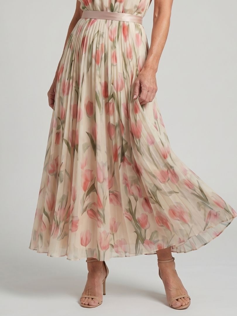 Aurelle | Midikleid mit floralem Ausschnitt