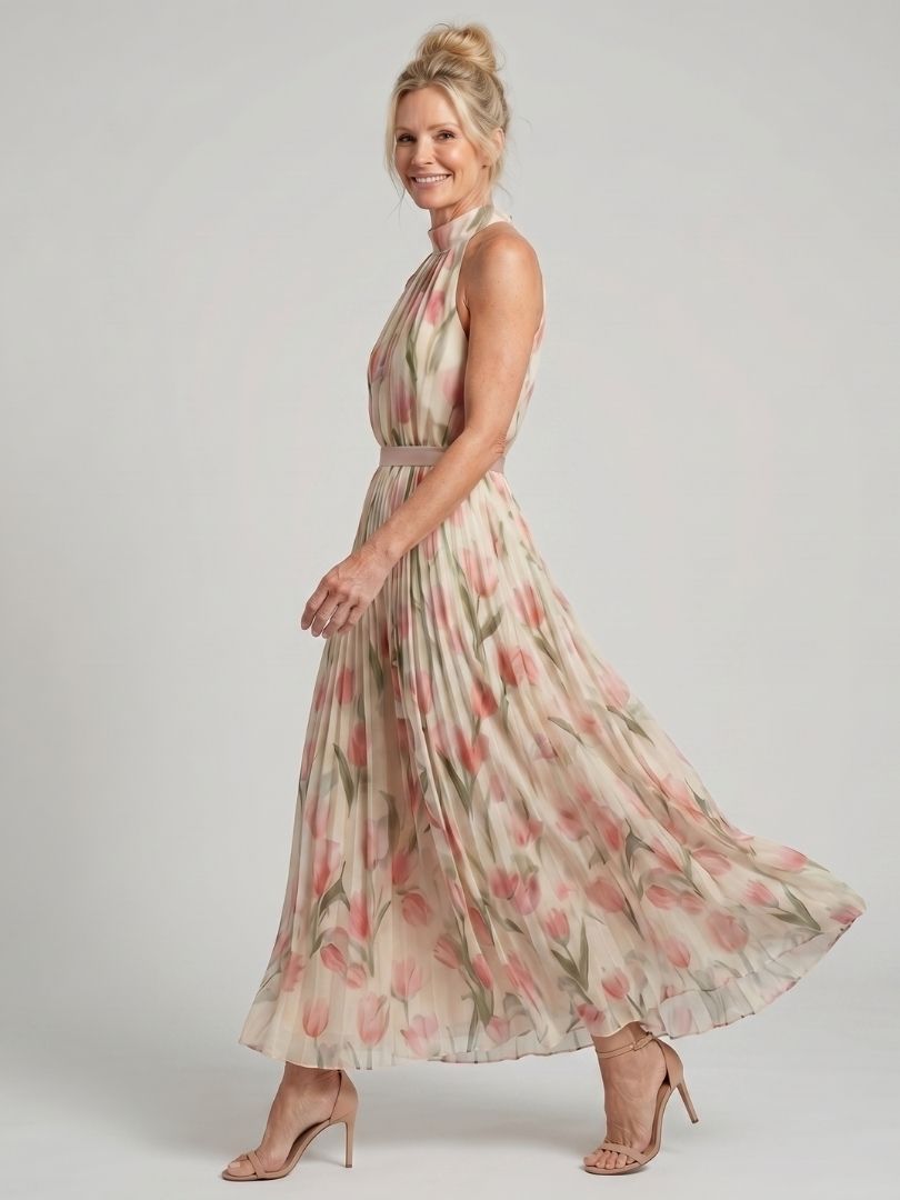 Aurelle | Midikleid mit floralem Ausschnitt
