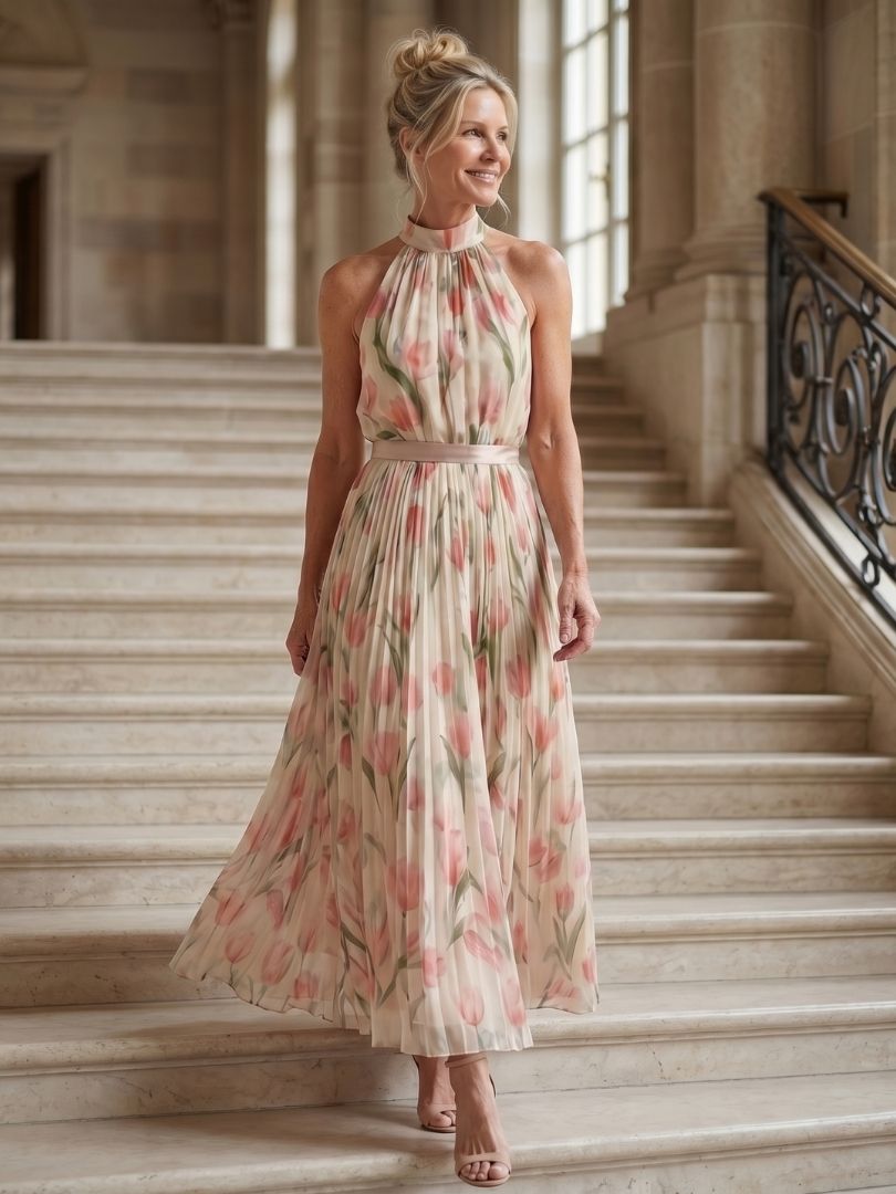 Aurelle | Midikleid mit floralem Ausschnitt