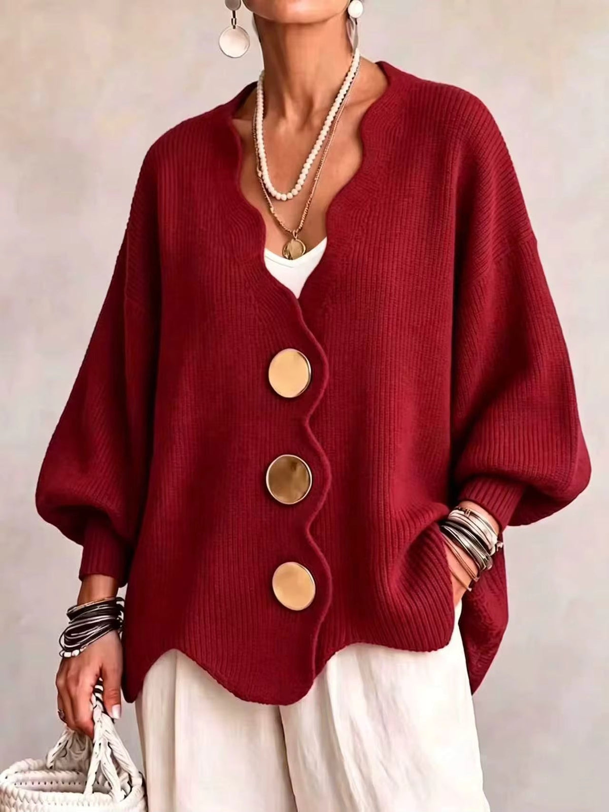 Madison | Locker gestrickte Strickjacke mit Knöpfen