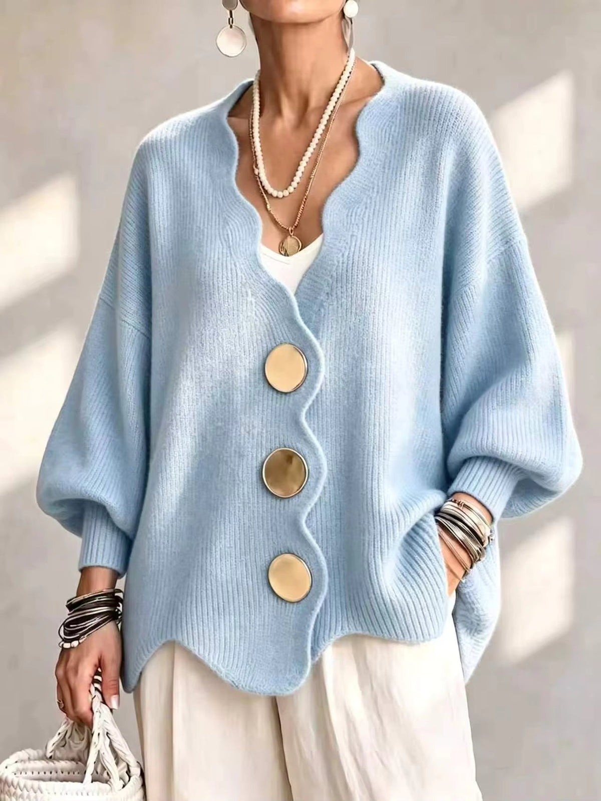 Madison | Locker gestrickte Strickjacke mit Knöpfen