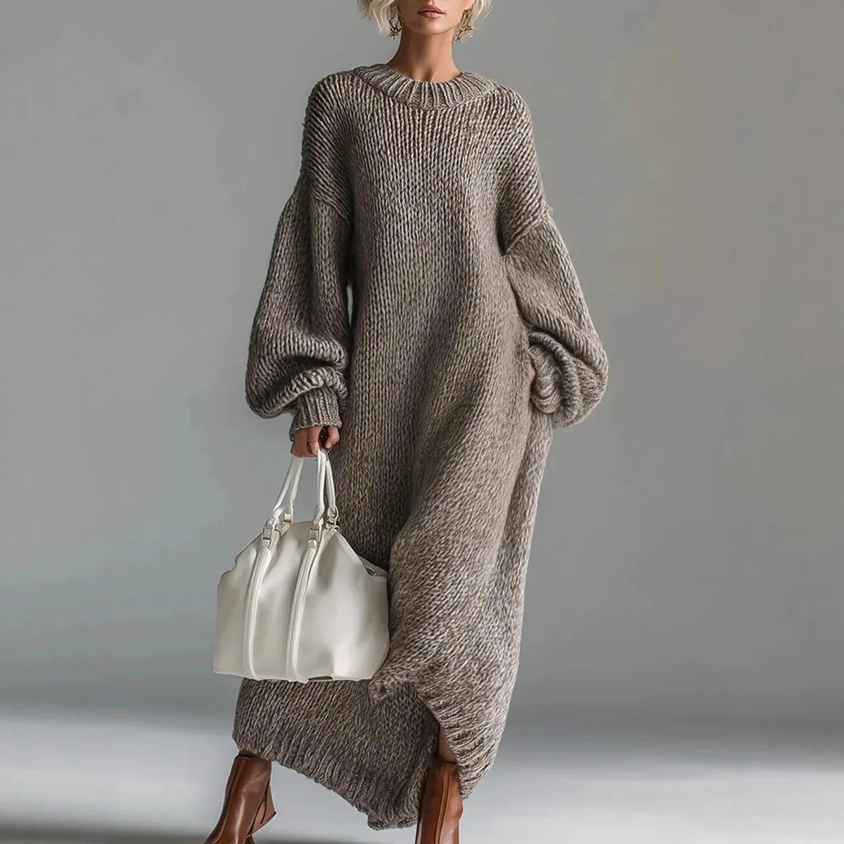 Leslie – Grob gestricktes Pulloverkleid