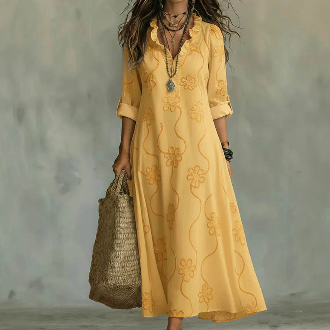 Langes Sommerkleid mit Blumenmuster „Sienna“