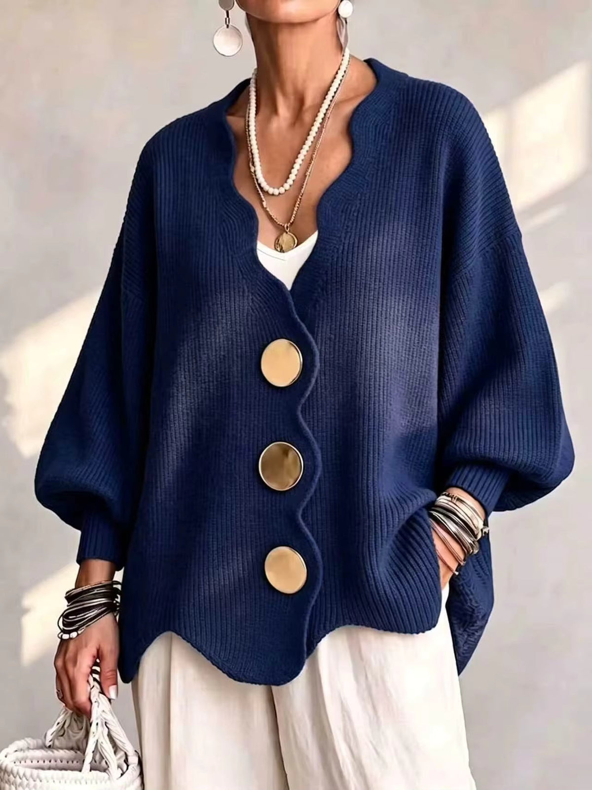 Madison | Locker gestrickte Strickjacke mit Knöpfen