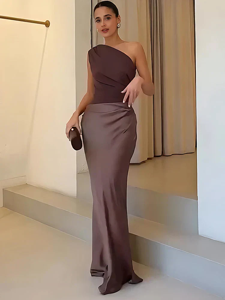 Luna™ | Satin Maxikleid mit Schlitz