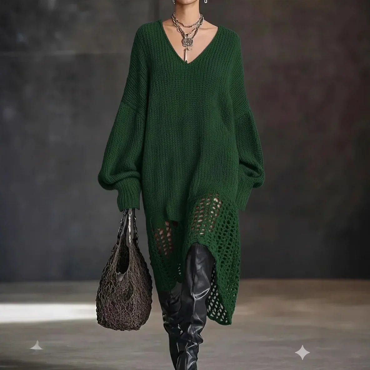 Eileen – Strickkleid mit gehäkeltem Saum