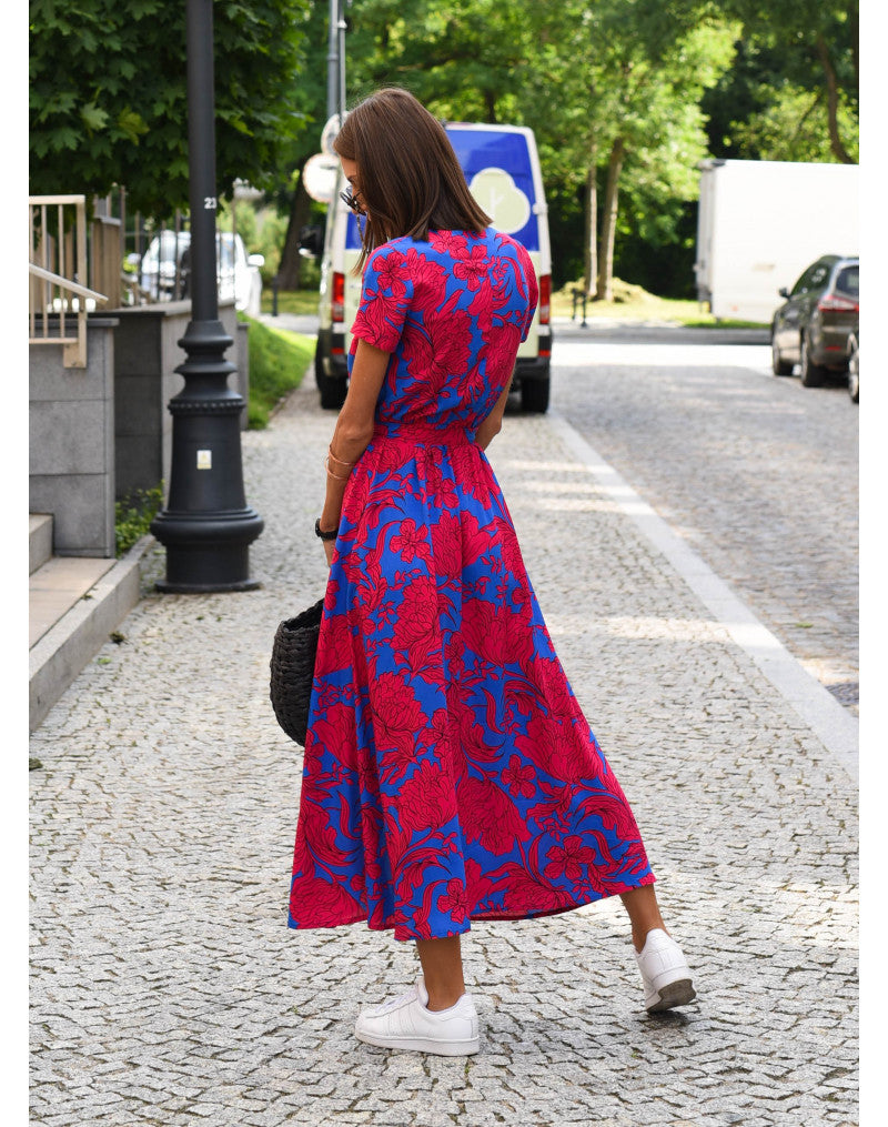 Talia™ | Stilvolles Blumenkleid mit V-Ausschnitt