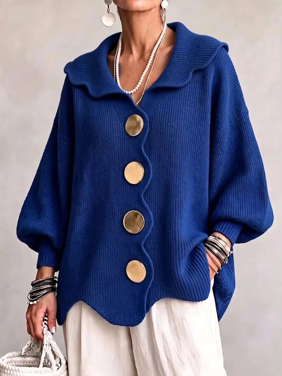 Elara | Gerippte Strickjacke mit Knöpfen