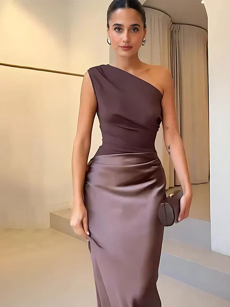 Luna™ | Satin Maxikleid mit Schlitz