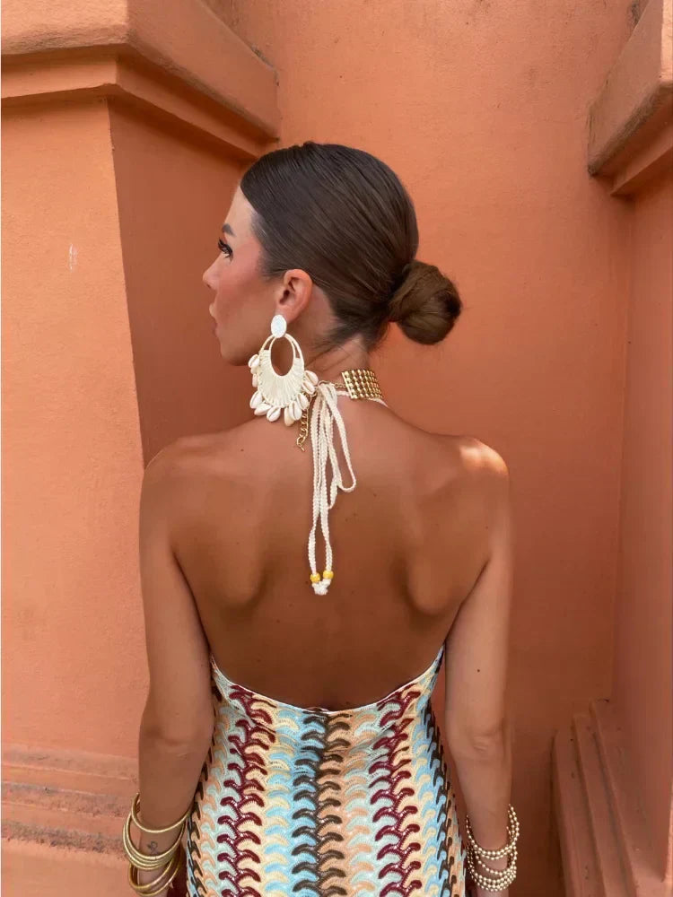 Naama-Lee™ | Rückenfreies Maxikleid mit V-Ausschnitt