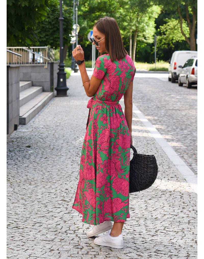 Talia™ | Stilvolles Blumenkleid mit V-Ausschnitt