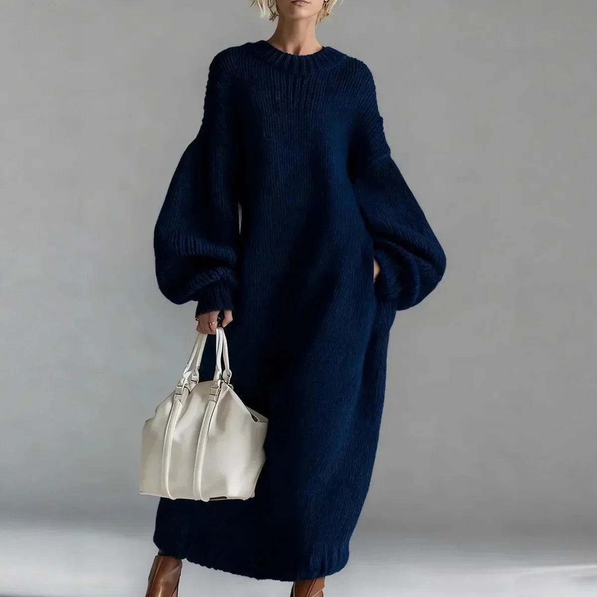 Leslie – Grob gestricktes Pulloverkleid