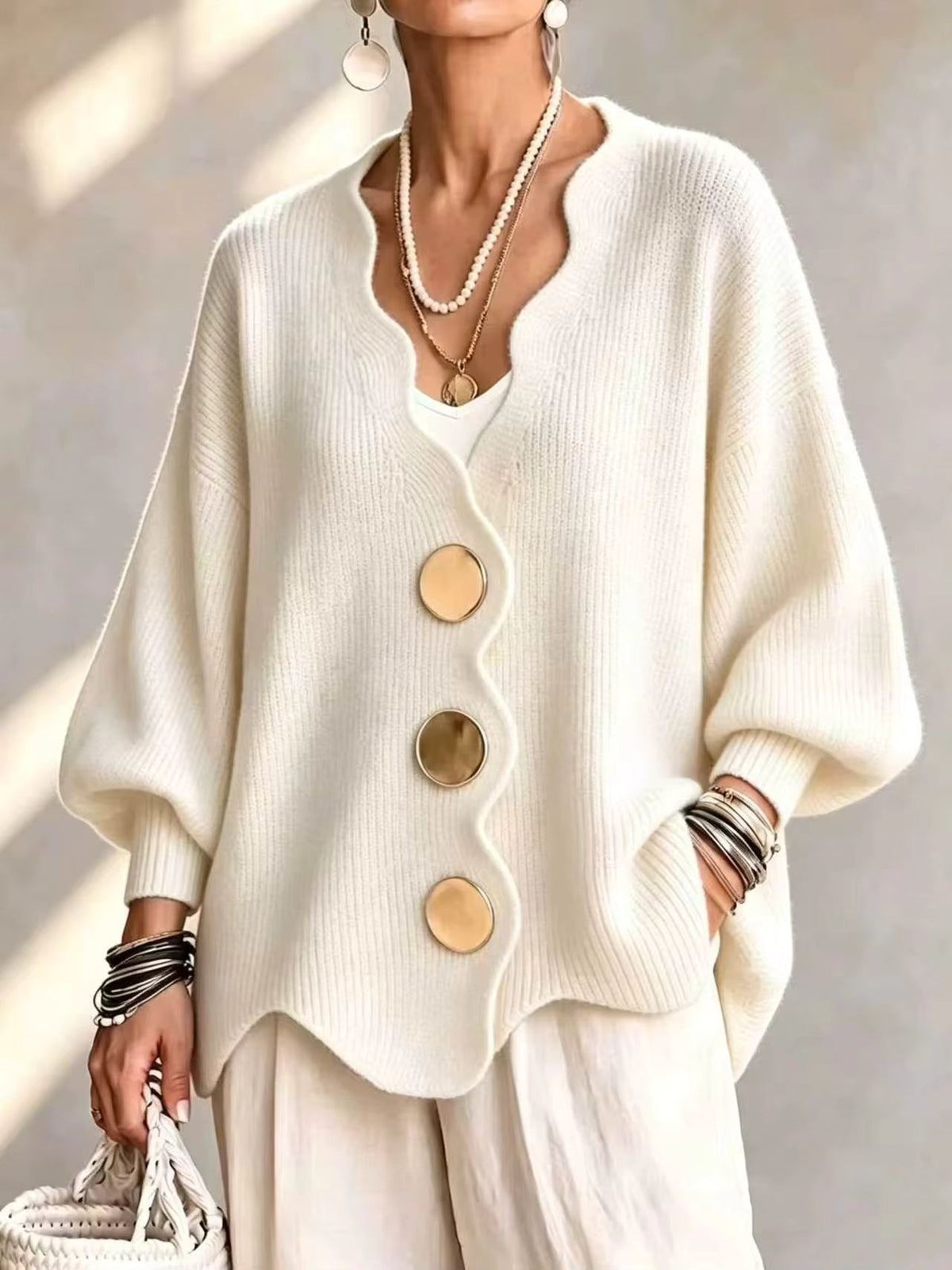 Madison | Locker gestrickte Strickjacke mit Knöpfen