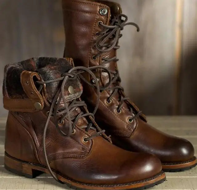Damenstiefel | Halbhohes Design mit Schnürung