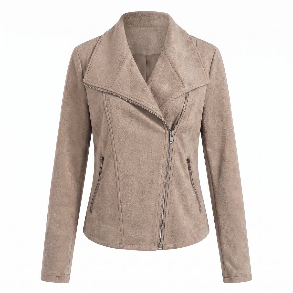 Corinna | Bikerjacke in Wildlederoptik mit asymmetrischem Reißverschluss