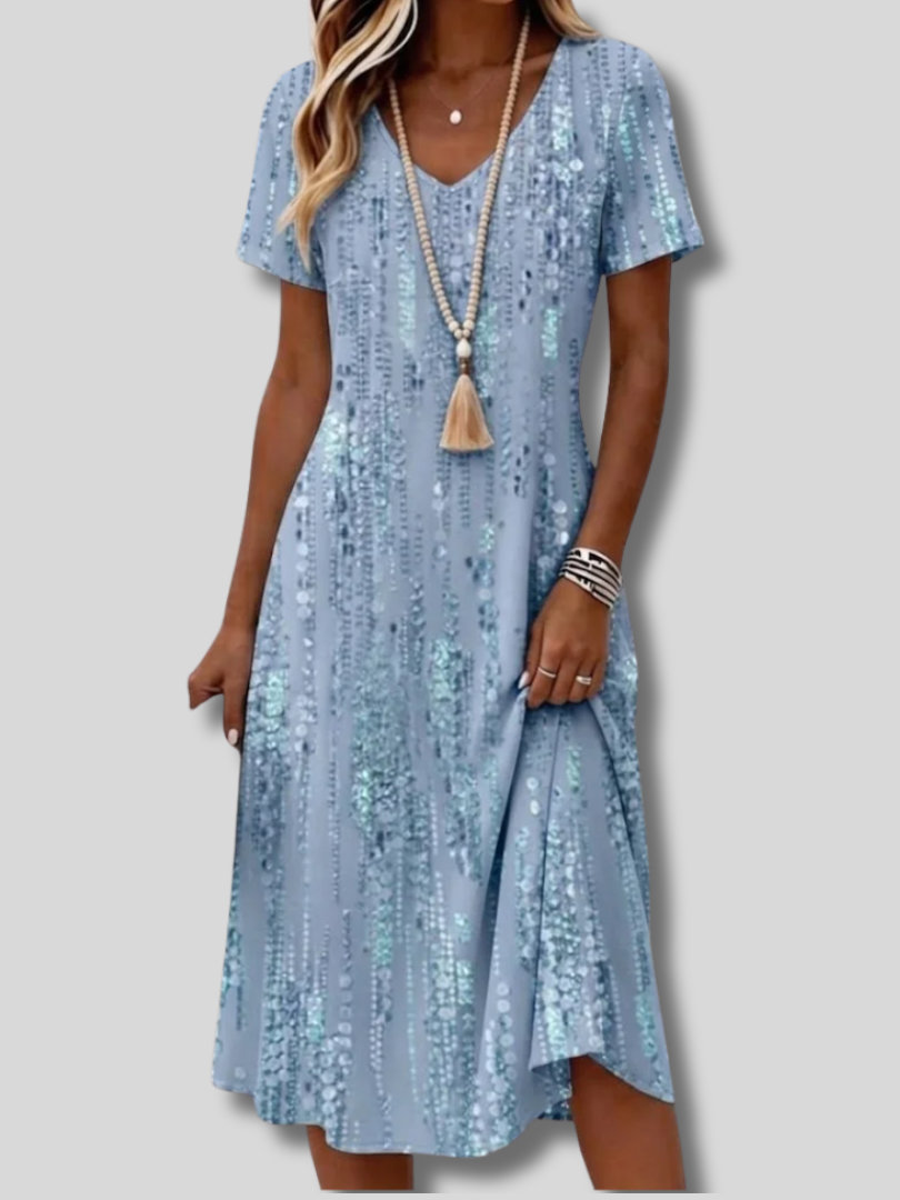 Danella™ | Midikleid für Damen mit Blumenmuster, Hemdkragen und kurzen Ärmeln – bequem und lässig