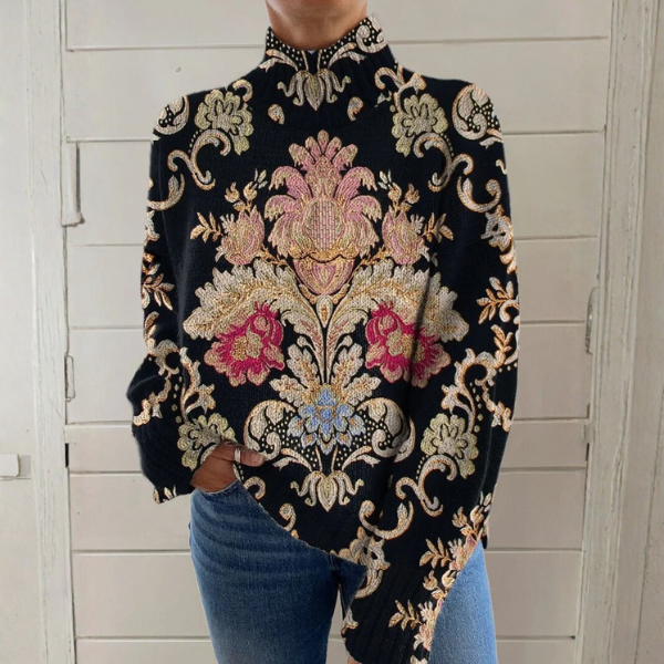 Harper | Geblümter Rollkragenpullover im Vintage-Stil
