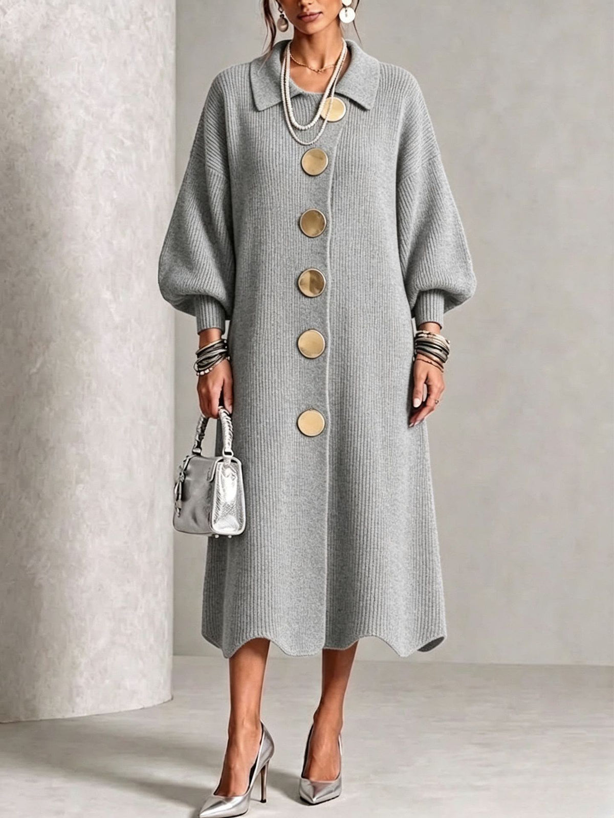 Sienna | Langärmeliges Hemdblusenkleid mit Knöpfen