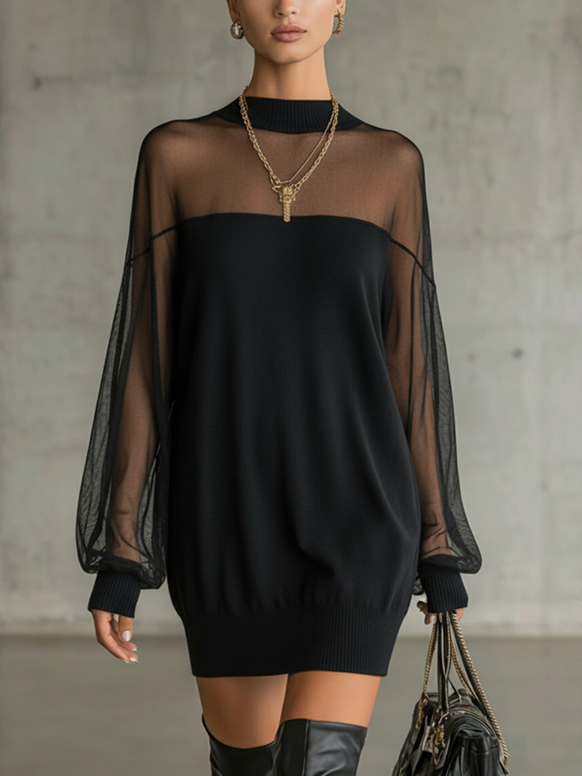 Domitille – Minikleid mit transparenten Ärmeln