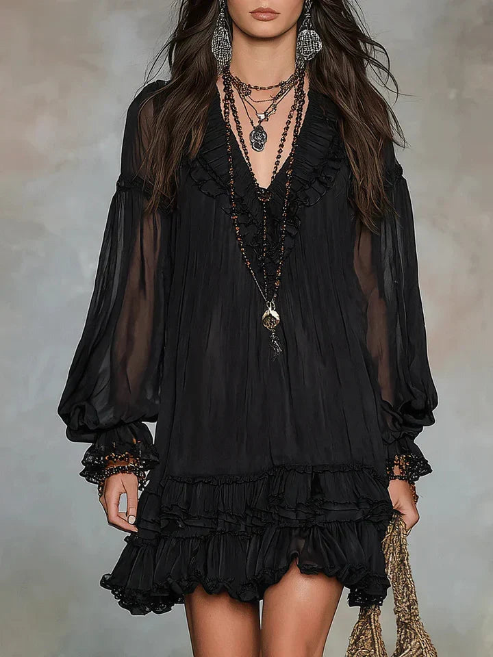 Alvilda – Chiffon-Minikleid mit Rüschendetails