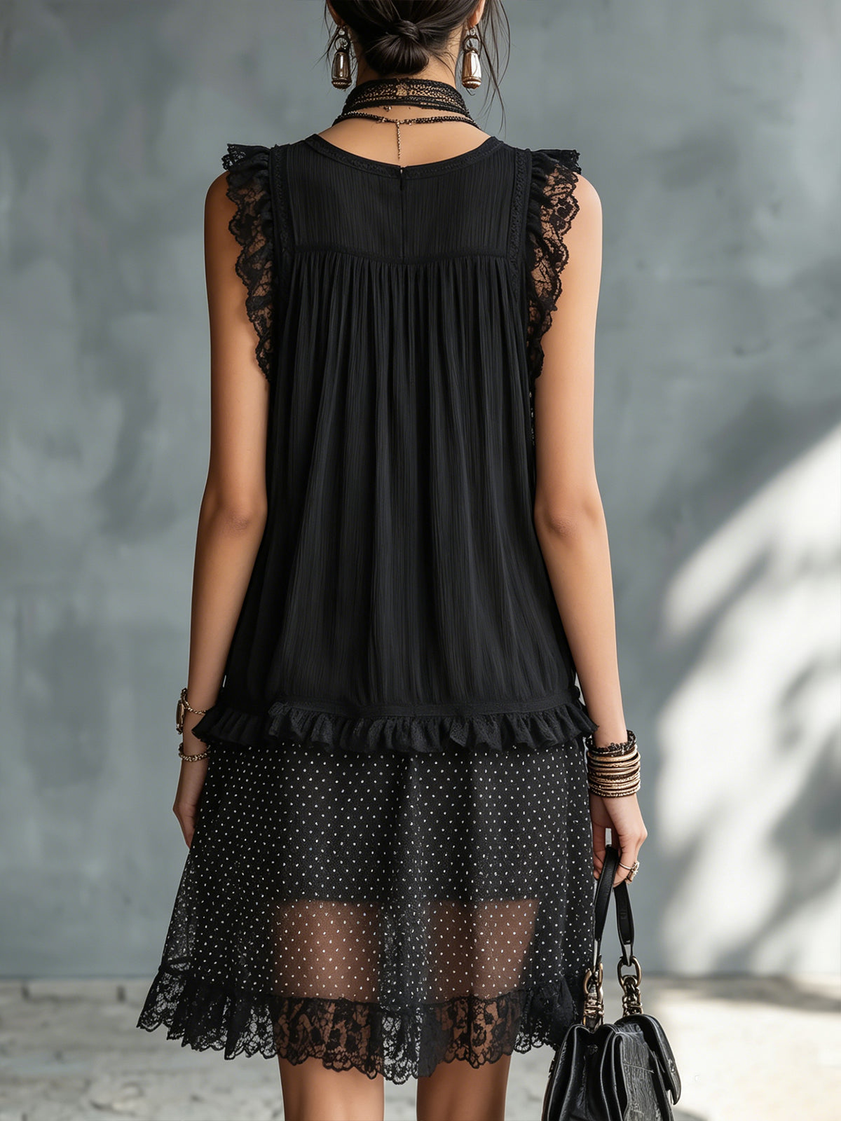 Mirella – Gepunktetes Minikleid mit Spitze