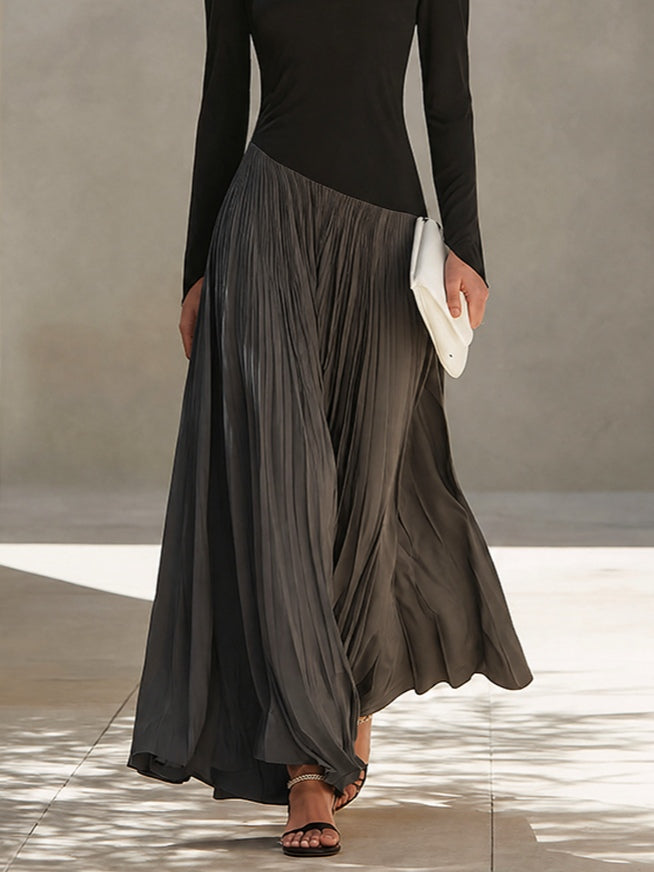 Vera | Zweifarbiges drapiertes Maxikleid