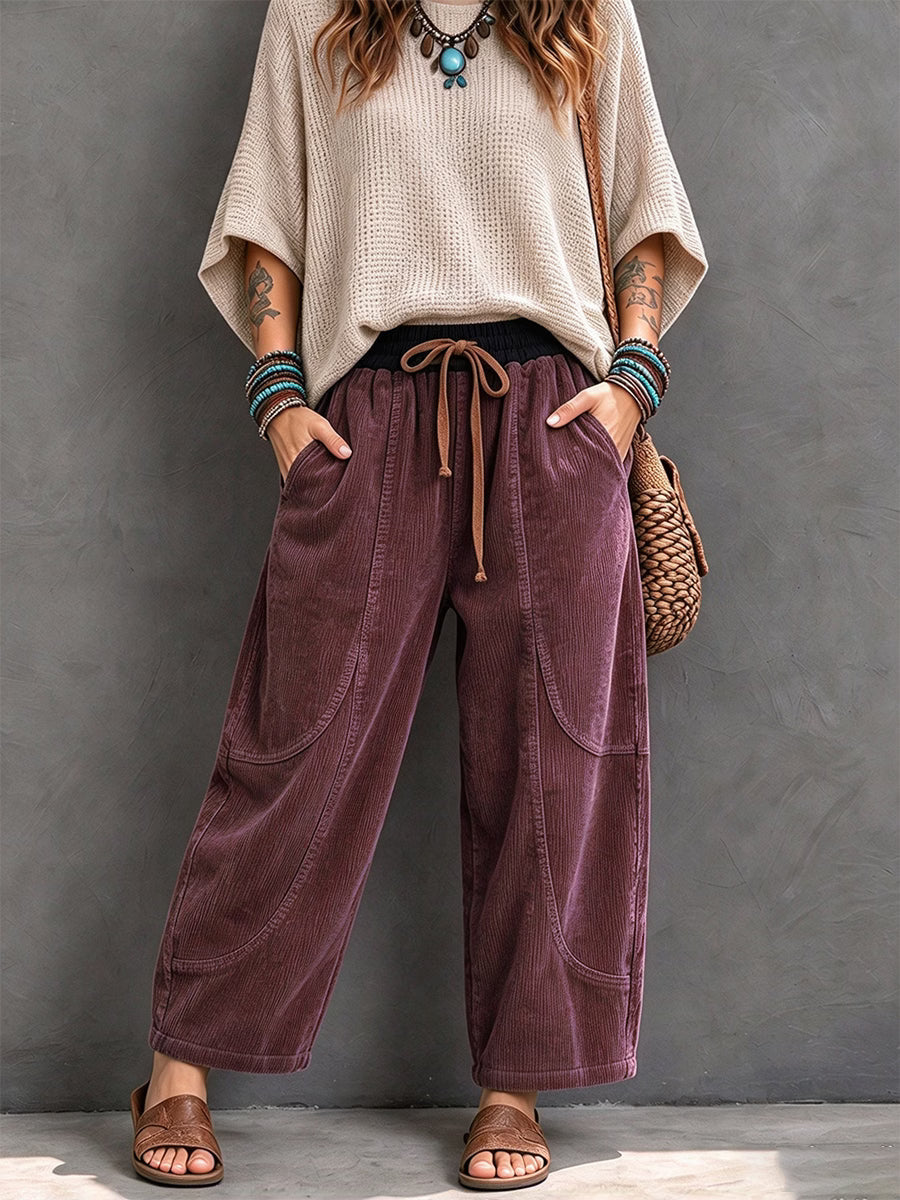 Alma – Fleecegefütterte Cordhose mit lockerer Passform