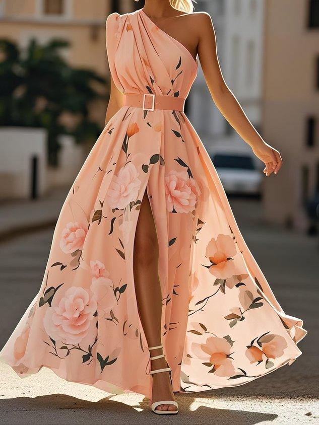 Julie | Chiffon Floral Chiffon Grün Chiffon Maxikleid