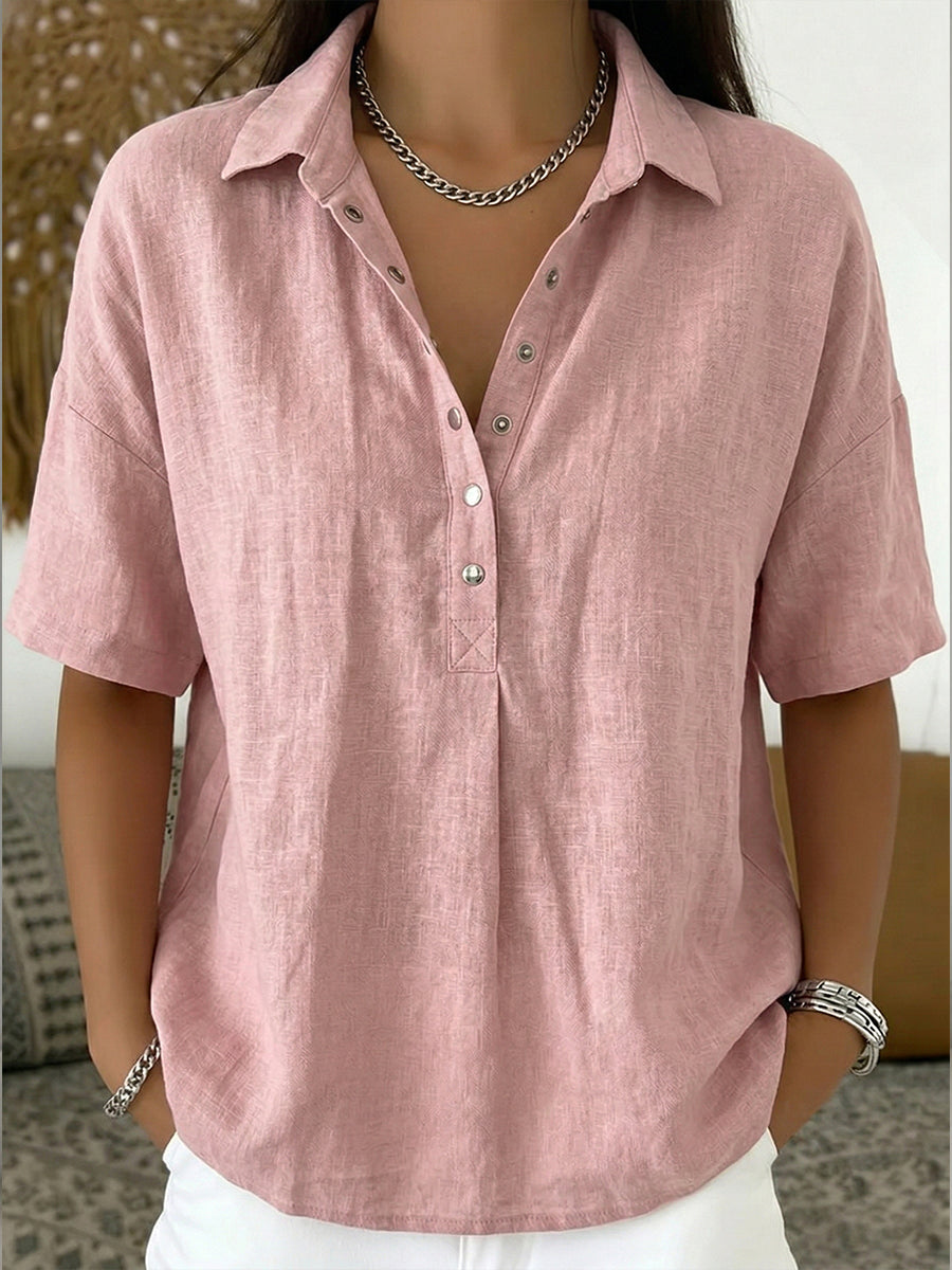 Aria – Baumwoll-Leinen Bluse mit Knöpfen