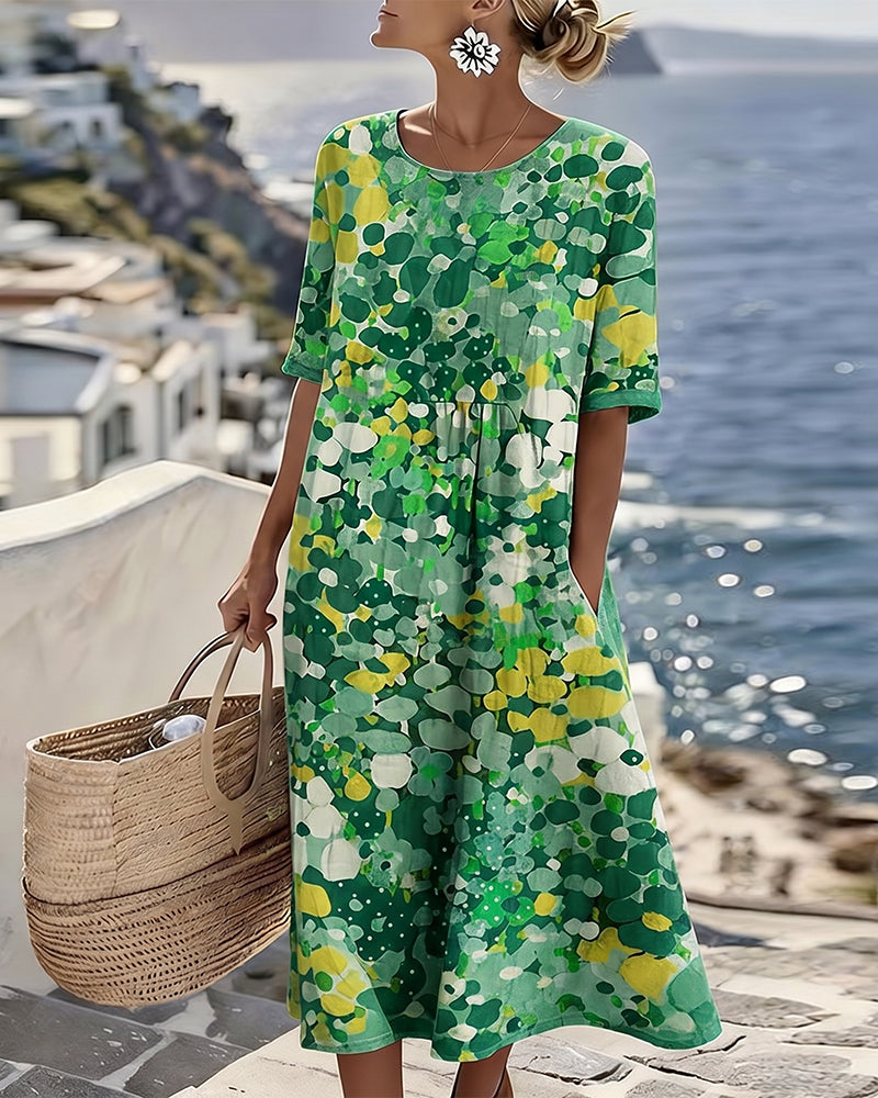 Elena™ | Elegantes geblümtes Sommerkleid in Midi-Länge