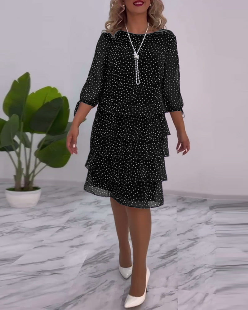 Madeleine – Elegantes Kleid mit Tupfen & Stufenrock