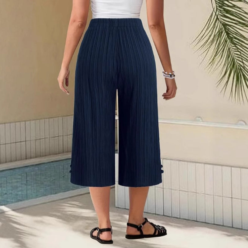 Soraya – Gerippte Caprihose mit weitem Bein