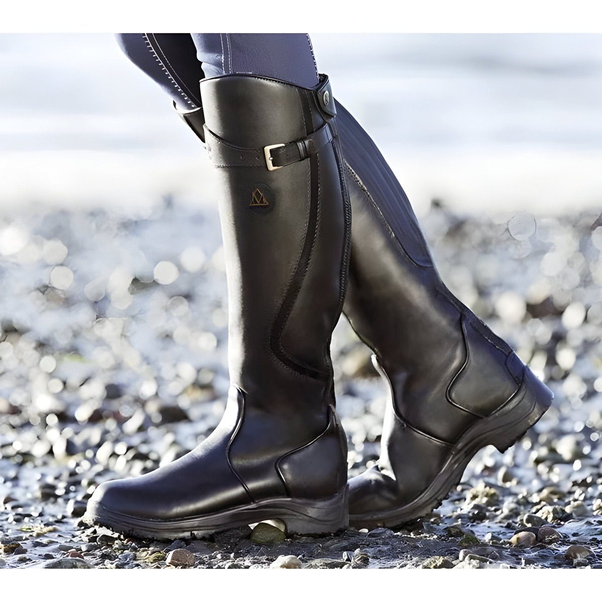 Linda | Kniehohe Leder-Reitstiefel mit Schnallenriemen für Damen