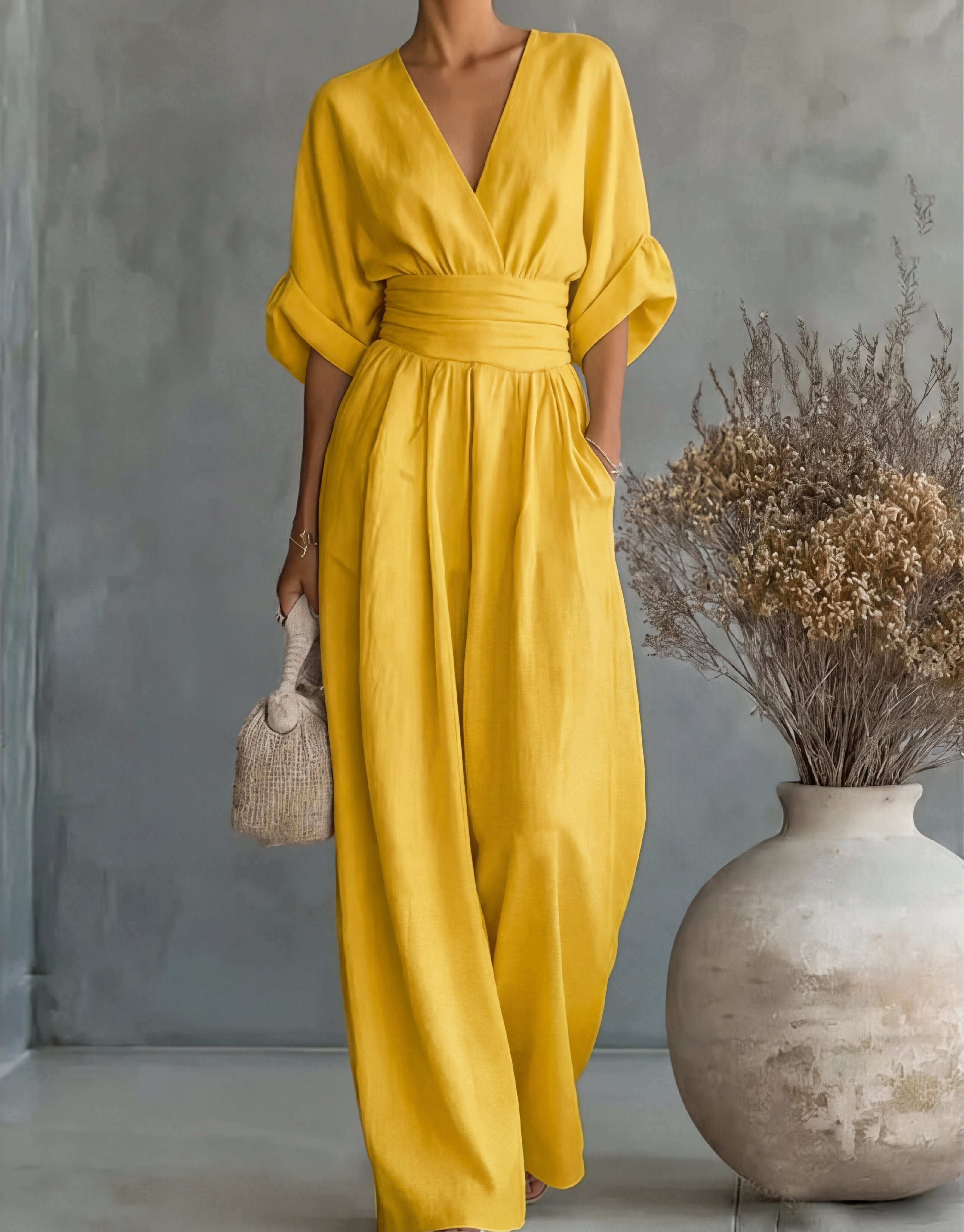 Chiara | Langer, locker sitzender Overall mit Printmuster