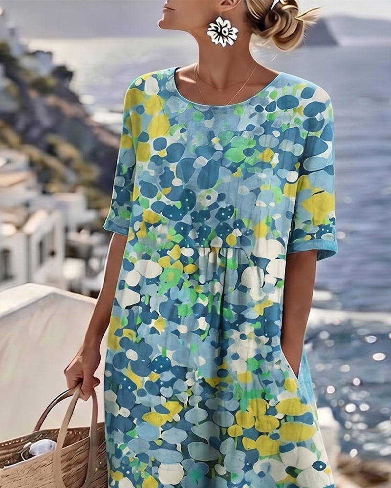 Elena™ | Elegantes geblümtes Sommerkleid in Midi-Länge