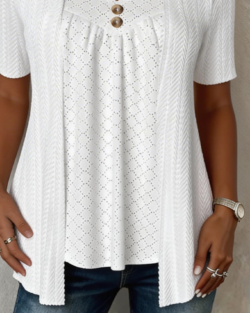 Faux A-Linien-Bluse Quadratischer Ausschnitt Patchwork